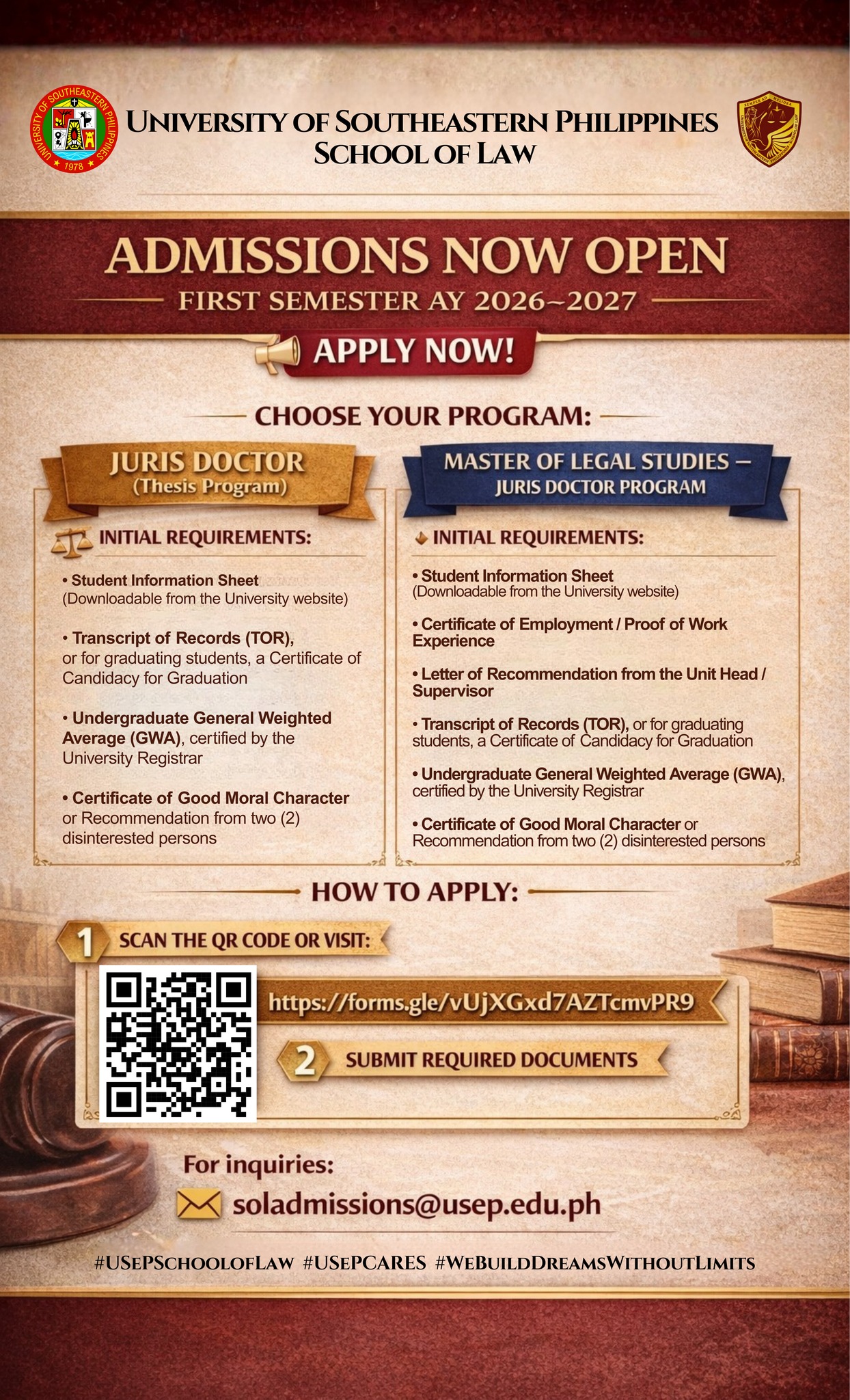 USeP - 𝐀𝐃𝐌𝐈𝐒𝐒𝐈𝐎𝐍𝐒 𝐍𝐎𝐖 𝐎𝐏𝐄𝐍 | 𝐅𝐈𝐑𝐒𝐓 𝐒𝐄𝐌𝐄𝐒𝐓𝐄𝐑 𝐀𝐘 2026–2027 The University ...