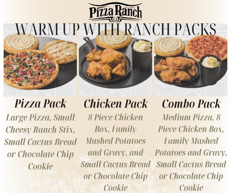 Pizza Ranch - Warm up with Ranch Packs! Feed a Crowd! 3...