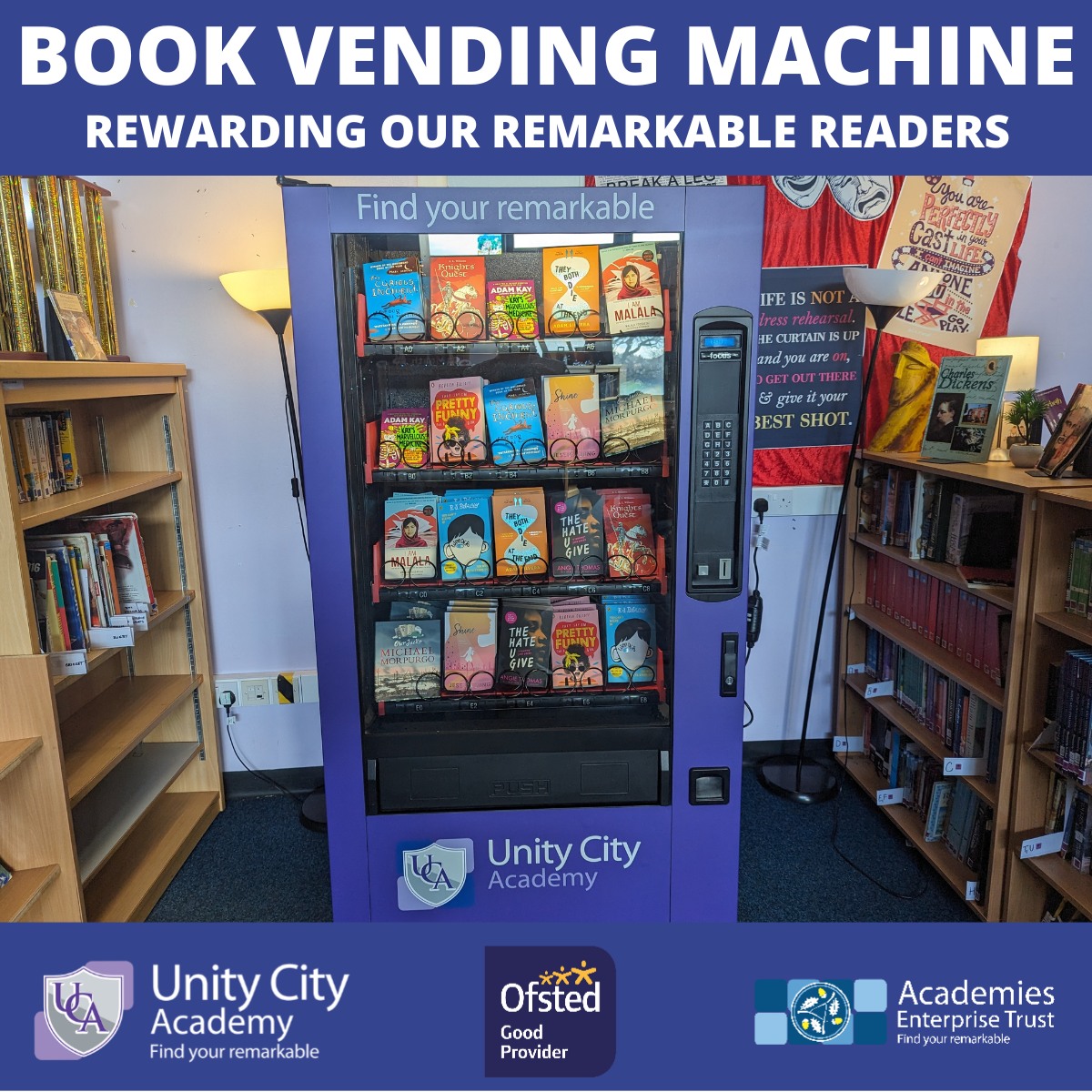 Unity - We're delighted to show off our new 'book vending machine' full ...
