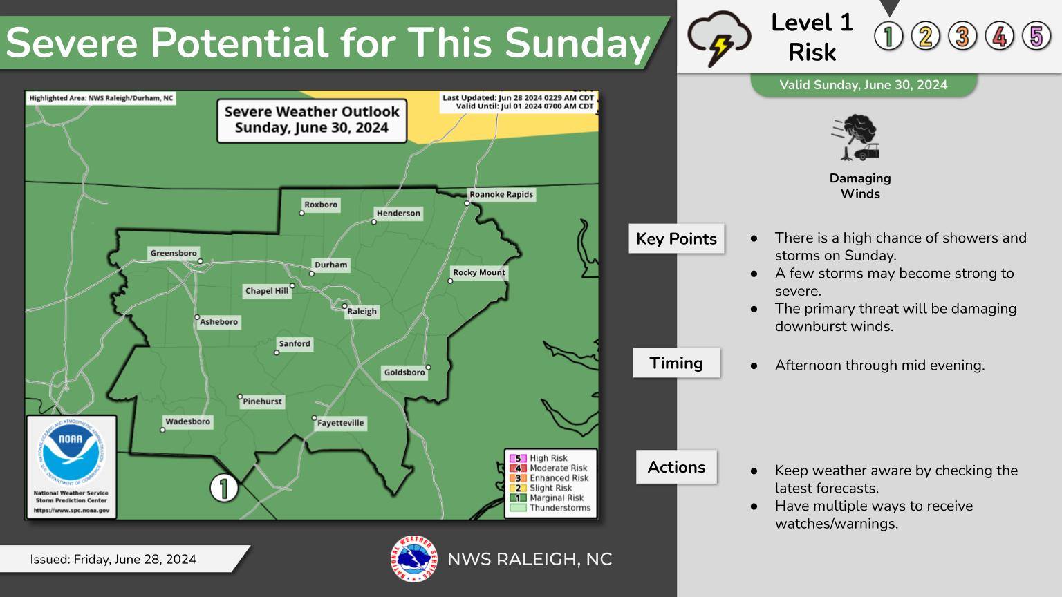 US - New this morning! There is a marginal risk, level 1 of 5, of ...
