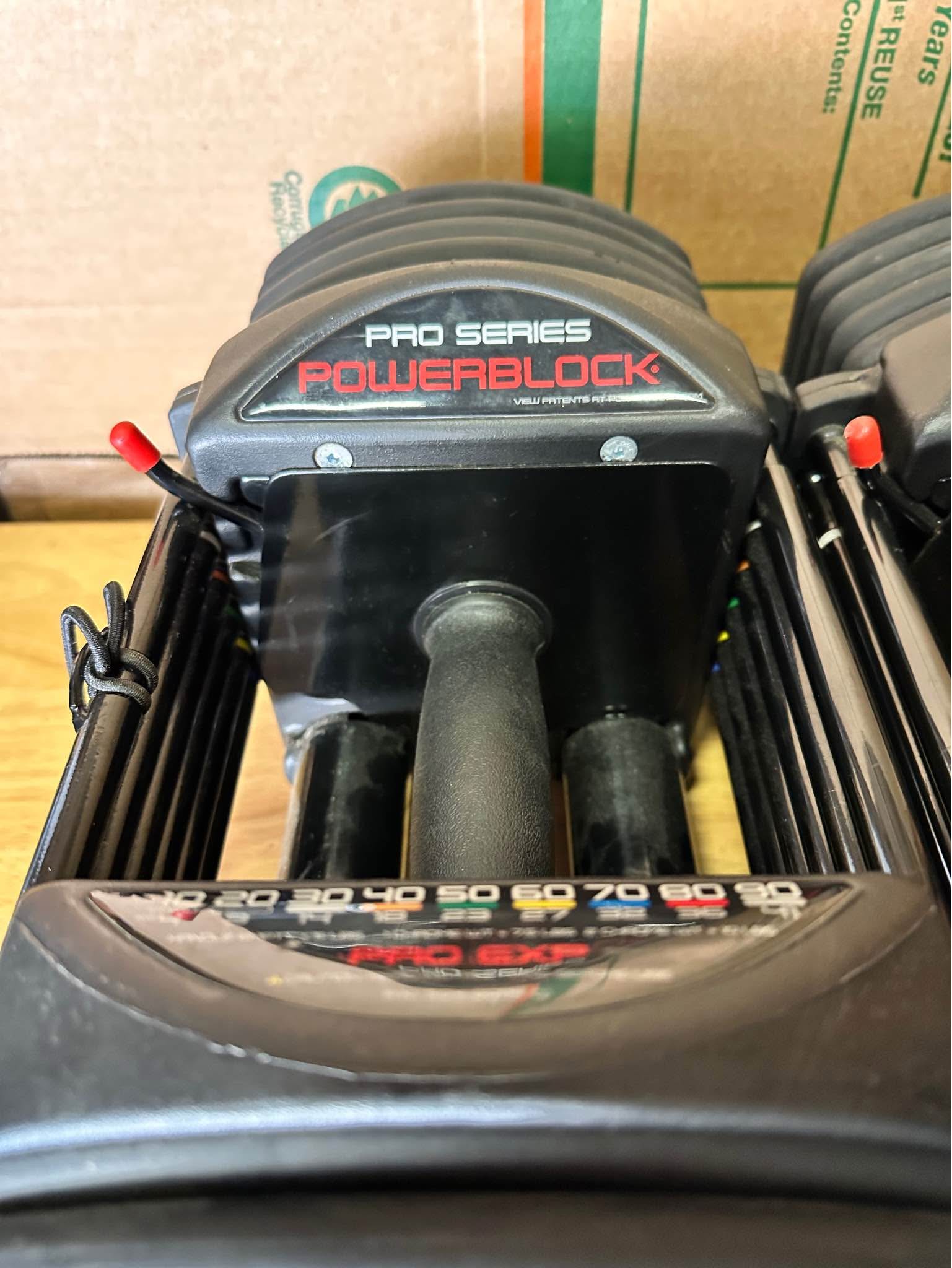 PowerBlock Pro EXP 90 Adjustable Dumbbell Pair + Stage 2 Kit (60-70 ...