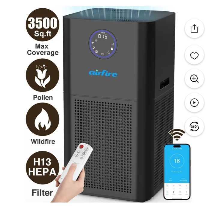 Home Large Room Air Purifier H13 Medical HEPA for Allergies Smoke Pet