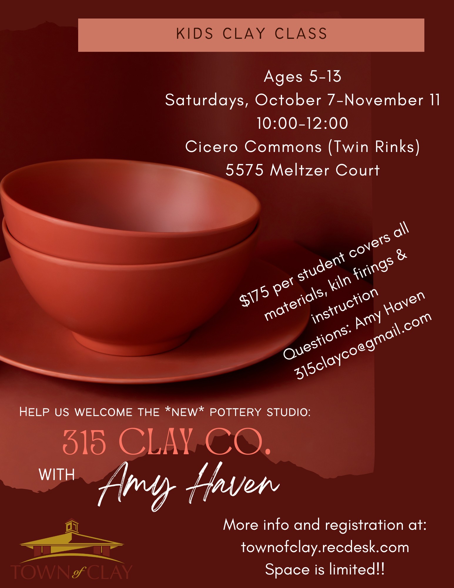 **NEW** Pottery Studio coming... - Town of Clay Recreation | Facebook