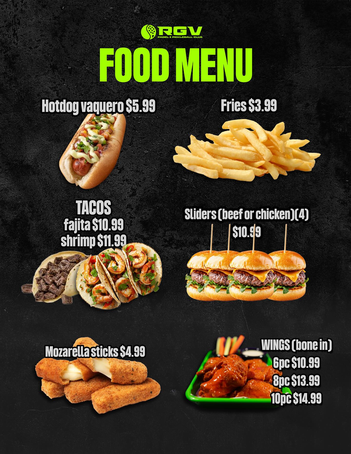 RGV Padel Club - 🌟 Now Open Every Day! 🍔🌮 Come enjoy your... | Facebook
