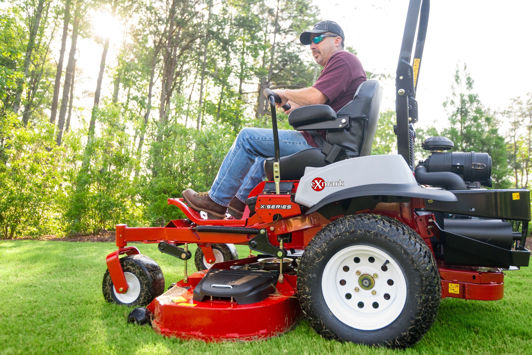 Exmark Lazer Z zero-turn riding mower for efficient lawn cutting
