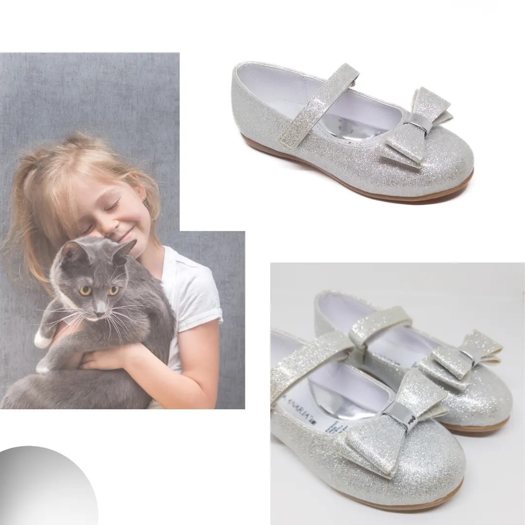 divertidos_mx - Flats para niña gliter plata ♥️ Da click...