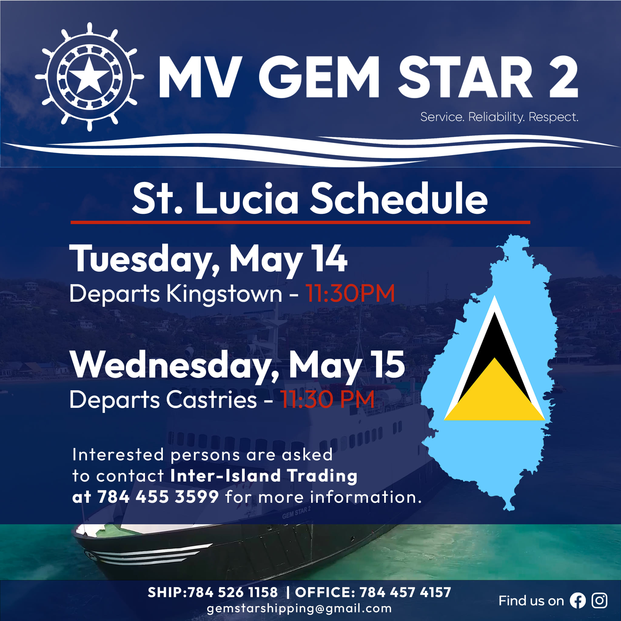 MV Gem Star 2 - #StLuciaSchedule Please note that the MV... | Facebook