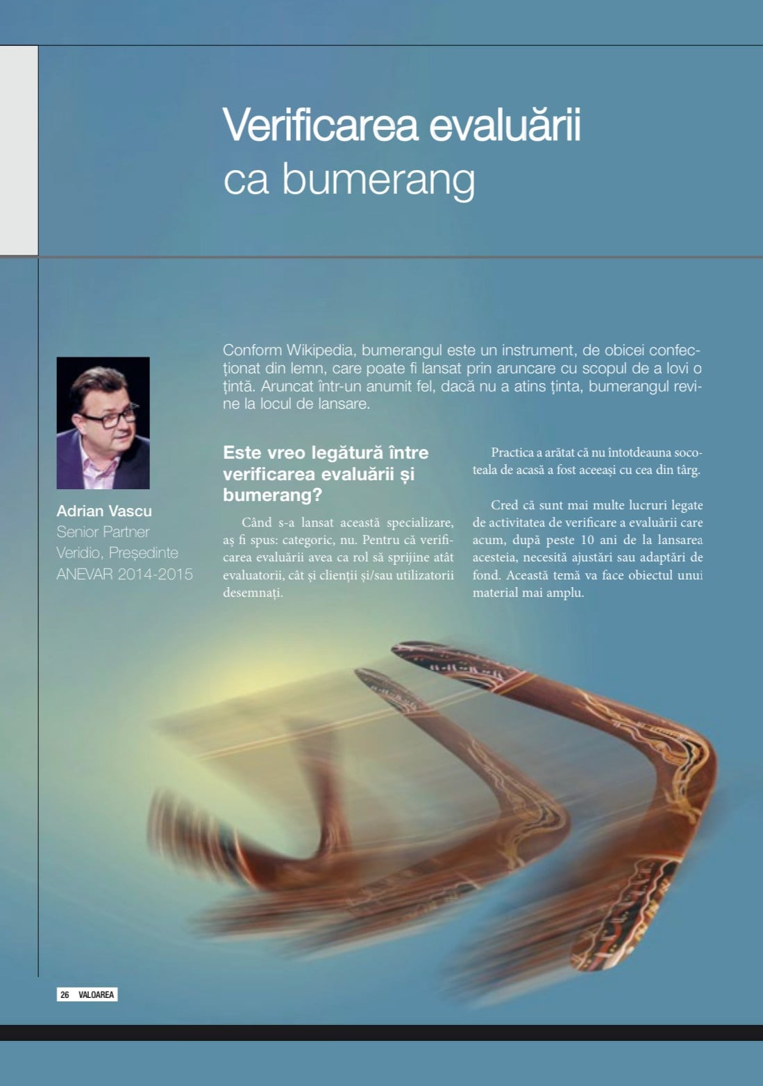 ANEVAR - Articolul „Verificarea evaluării ca bumerang”, autor Adrian ...