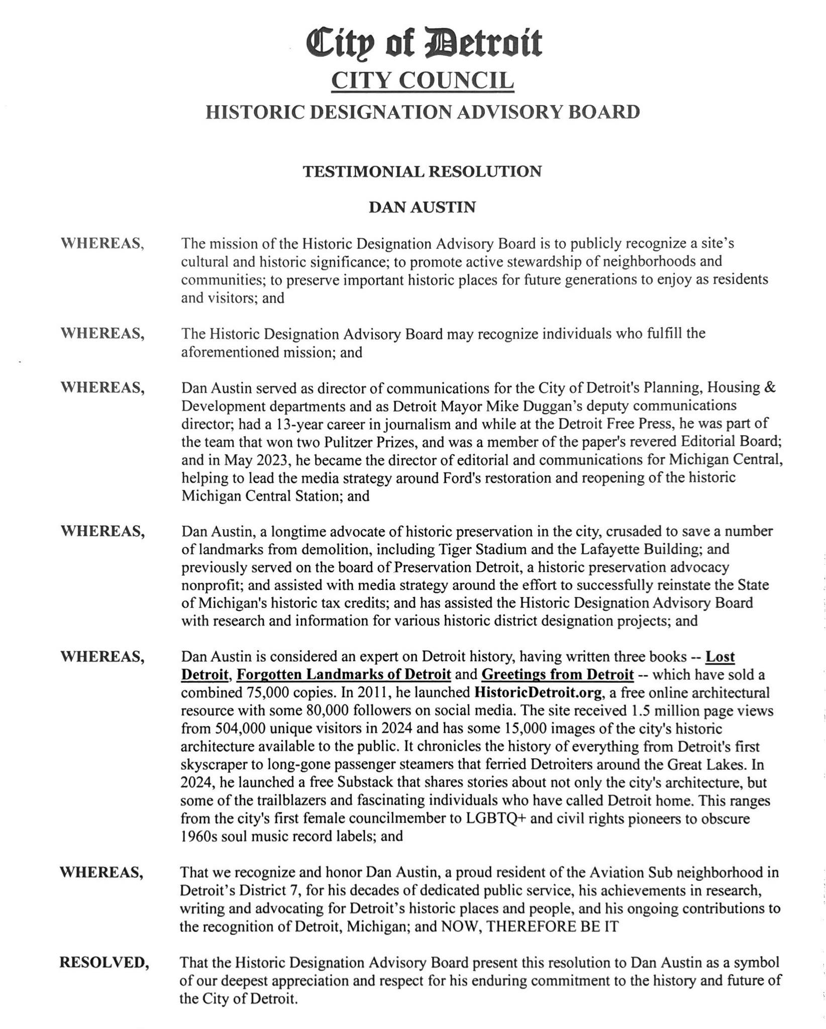 Historic Designation Advisory Board | Detroit MI
