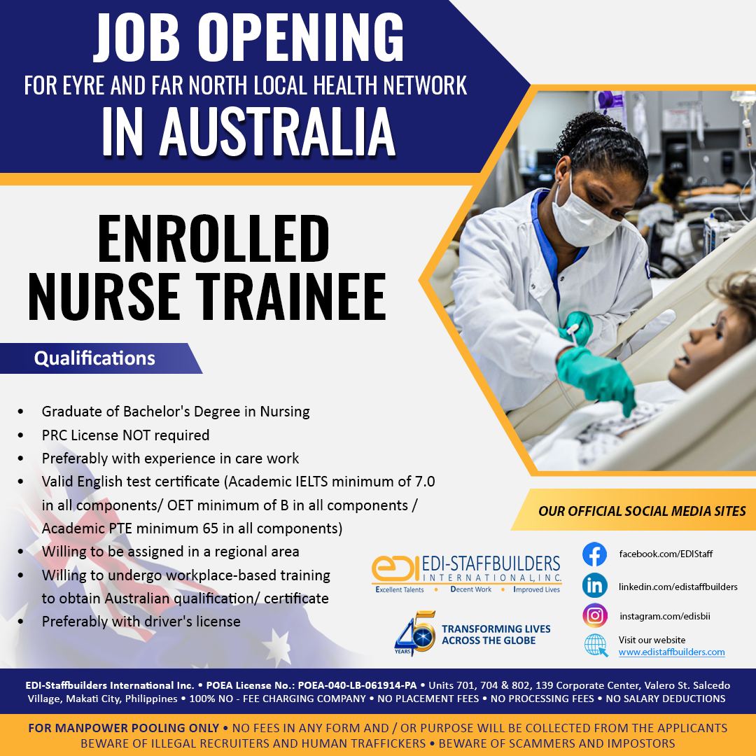 EDI - 🇦🇺 Calling all Filipino BSN graduates - work in South Australia ...