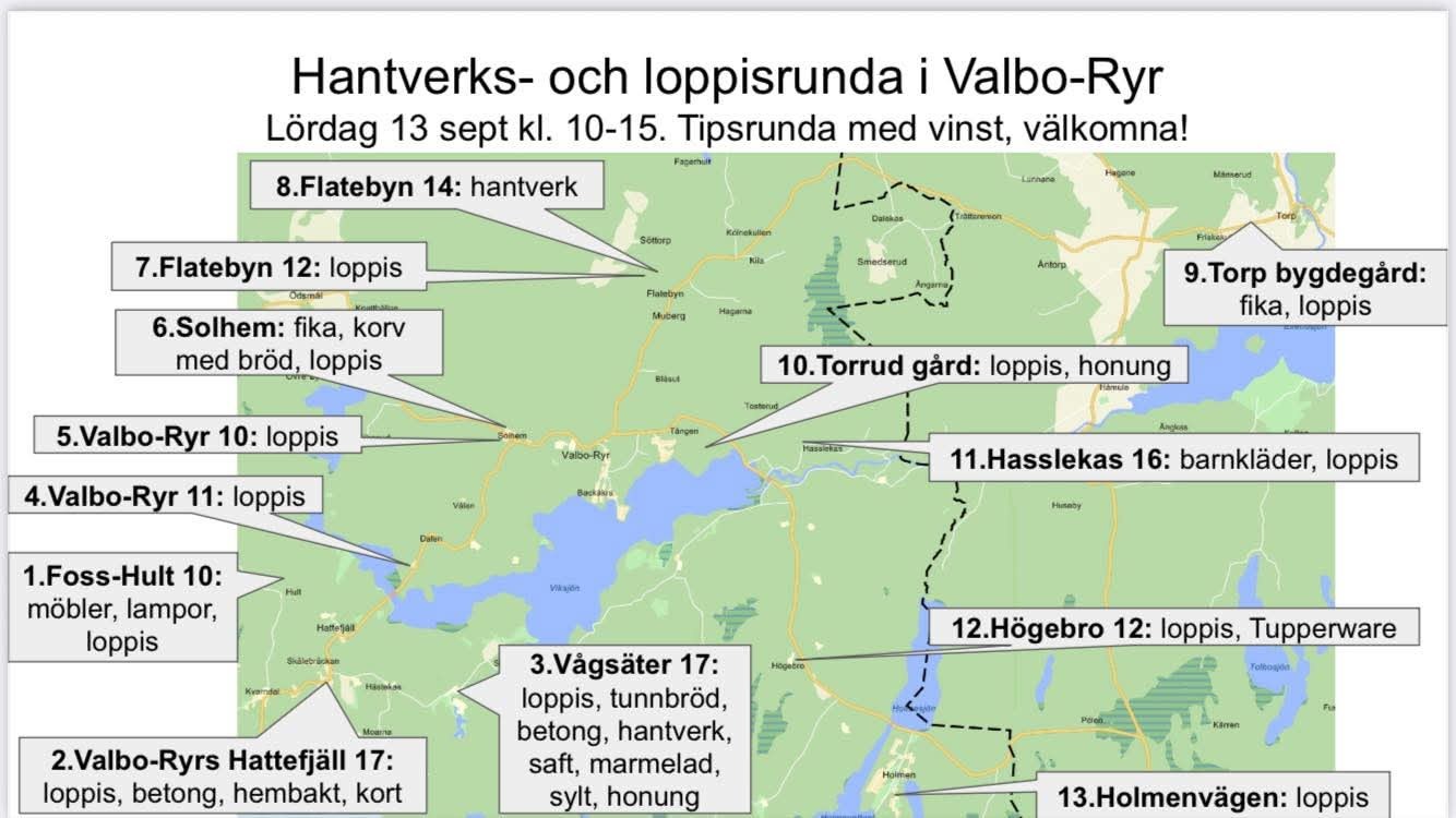 Hantverks- och loppisrunda i Valbo-Ryr