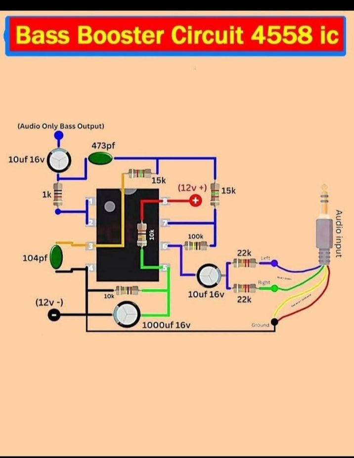 The circuit uses a JRC 45580 dual operational amplifier (op-amp