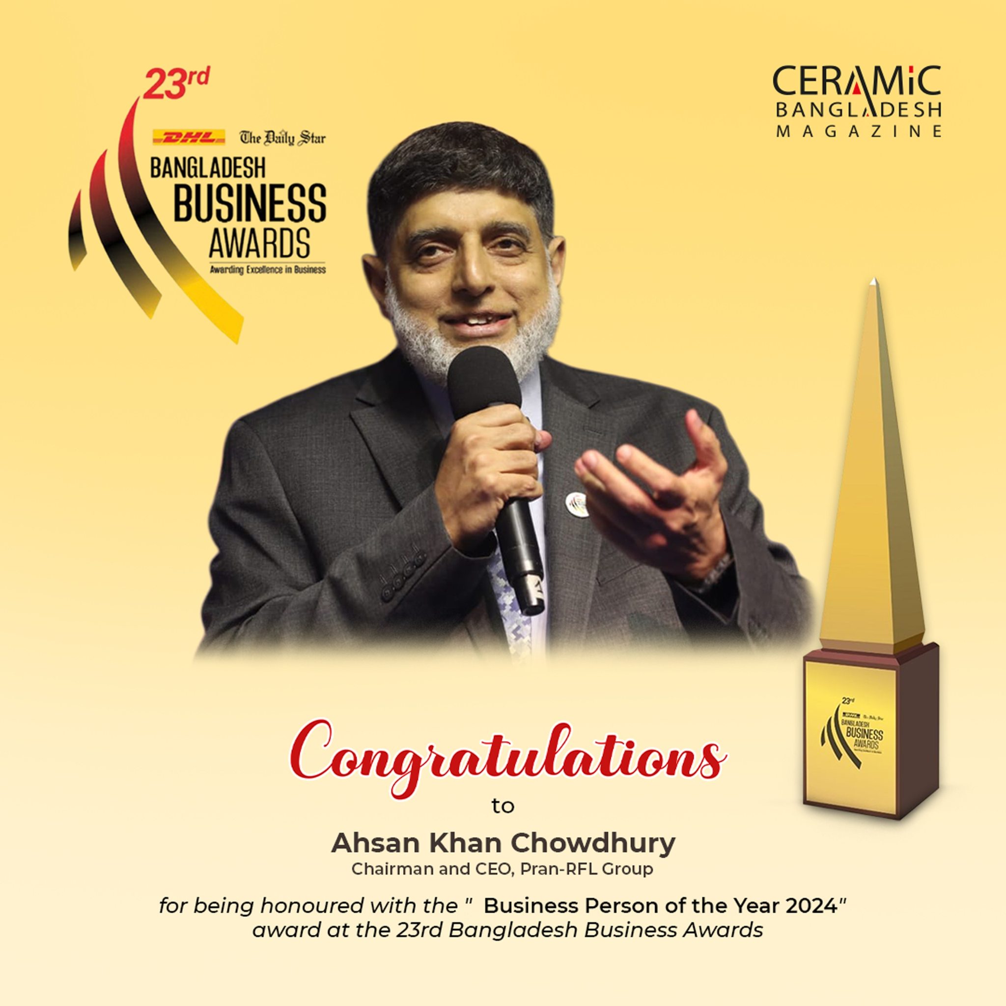 Ceramic - Heartiest Congratulations to Ahsan Khan Chowdhury, Chairman ...