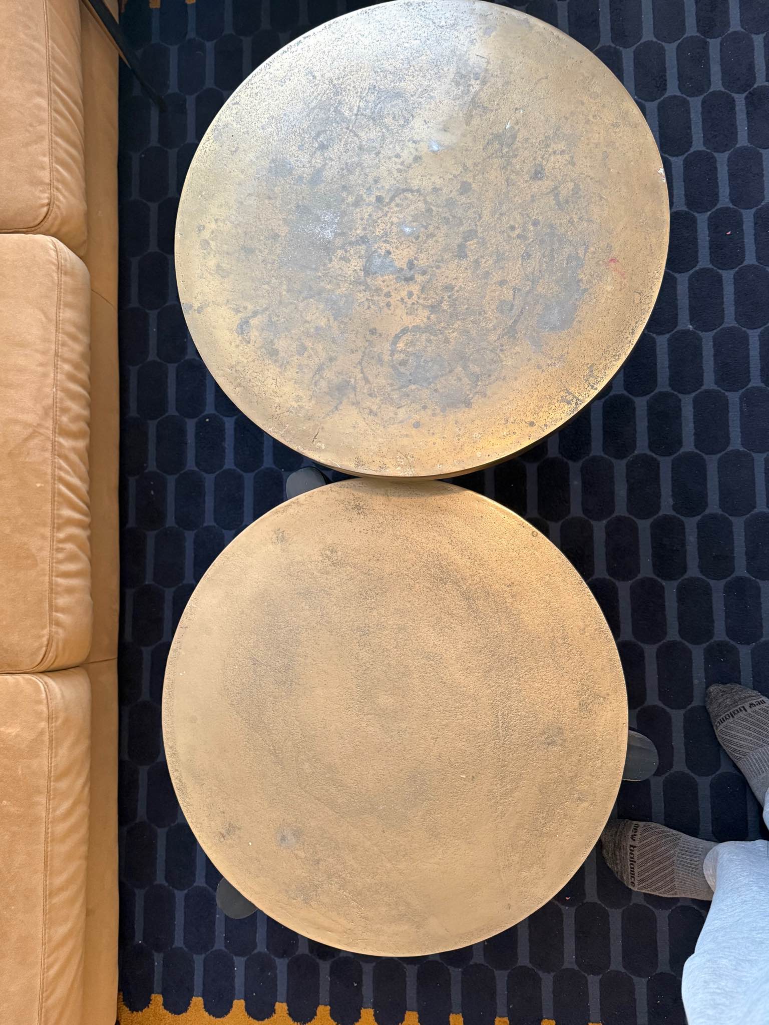 Muse & Merchant Pair of Nesting Round Brass Finish Coffee Tables ...