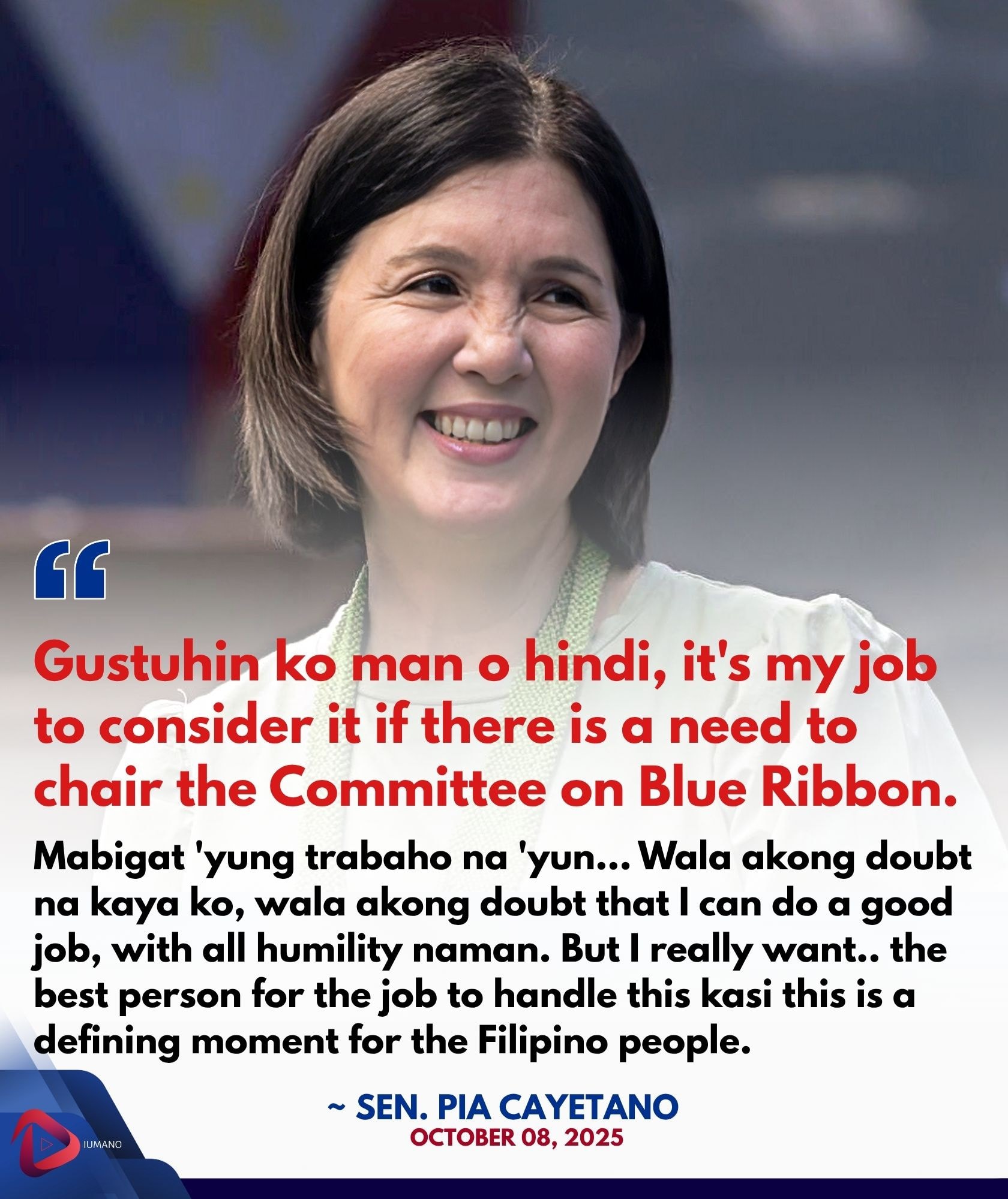Diumano - 'WALA AKONG DOUBT NA KAYA KO' Senator Pia Cayetano confirmed ...