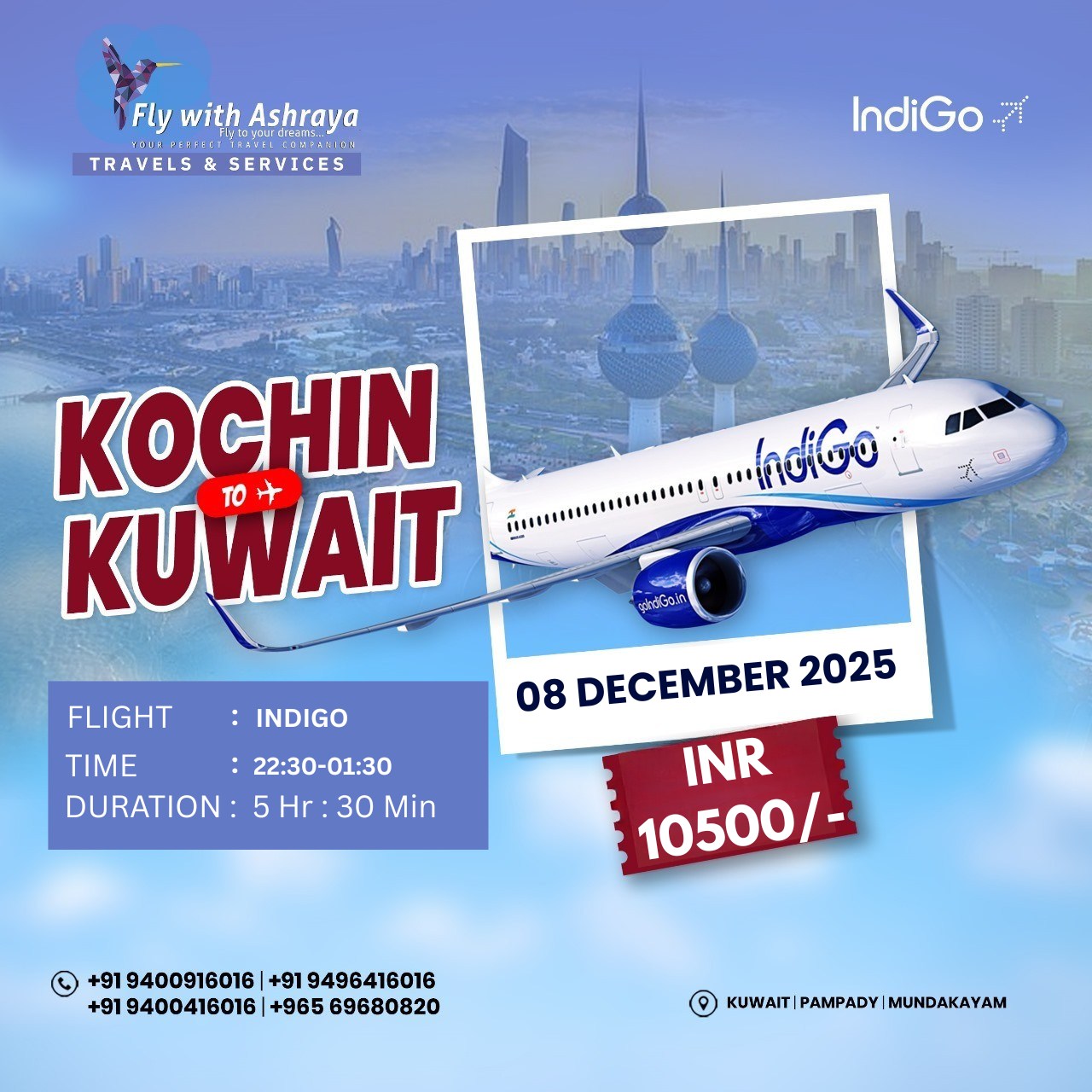 Fly - Fly with Ashraya – Special Offer! Travel from COCHIN TO KUWAIT ...