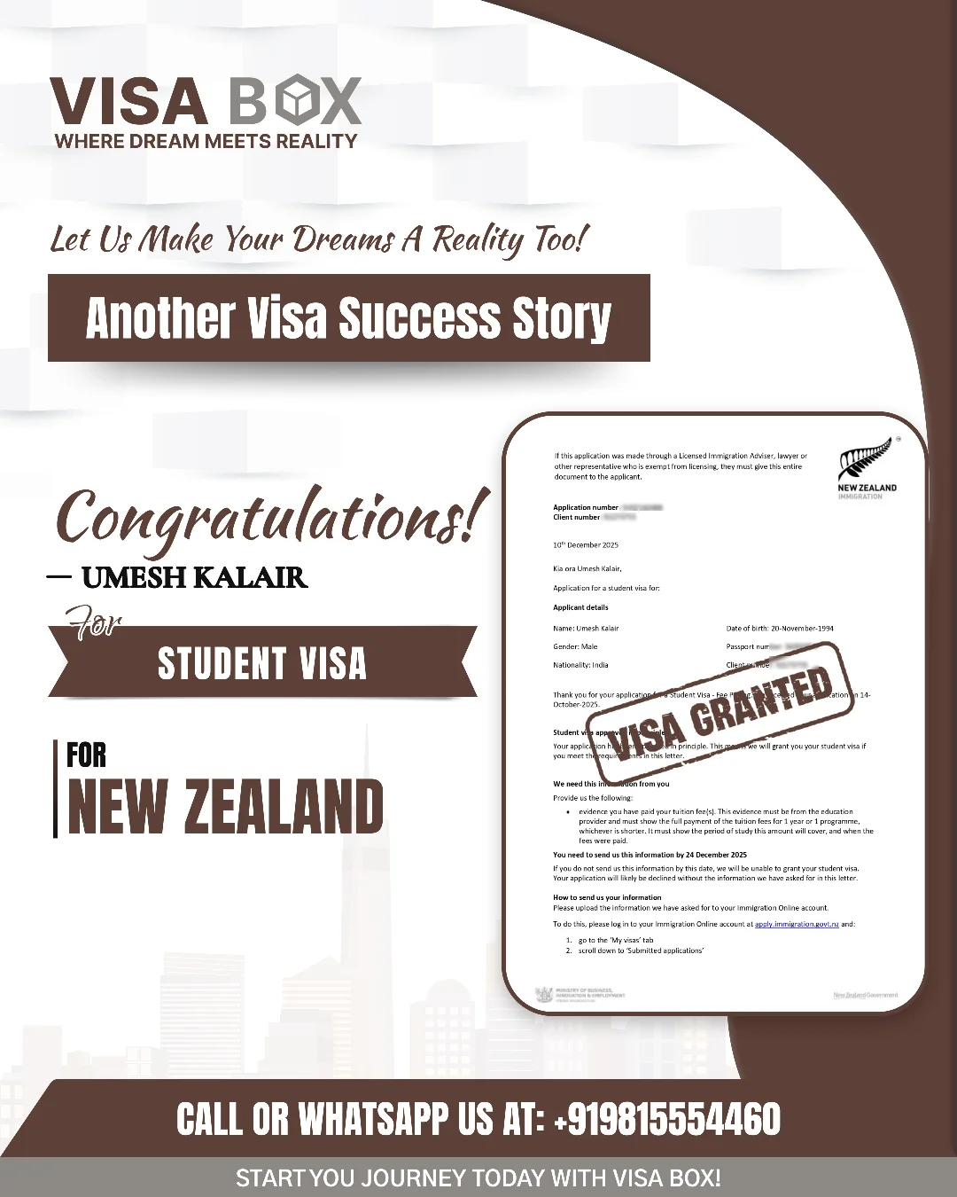 VISA - Another dream, officially approved. Heartfelt congratulations to ...