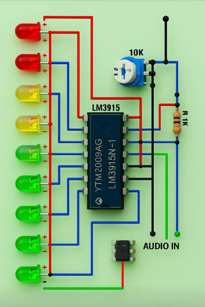 Rieder 10x LM3915 Audio-Pegelanzeige DIY Kit – 10 LEDs, 9–12V DC, Bausatz, Für Sound-Spektrumanalyzer & Löten