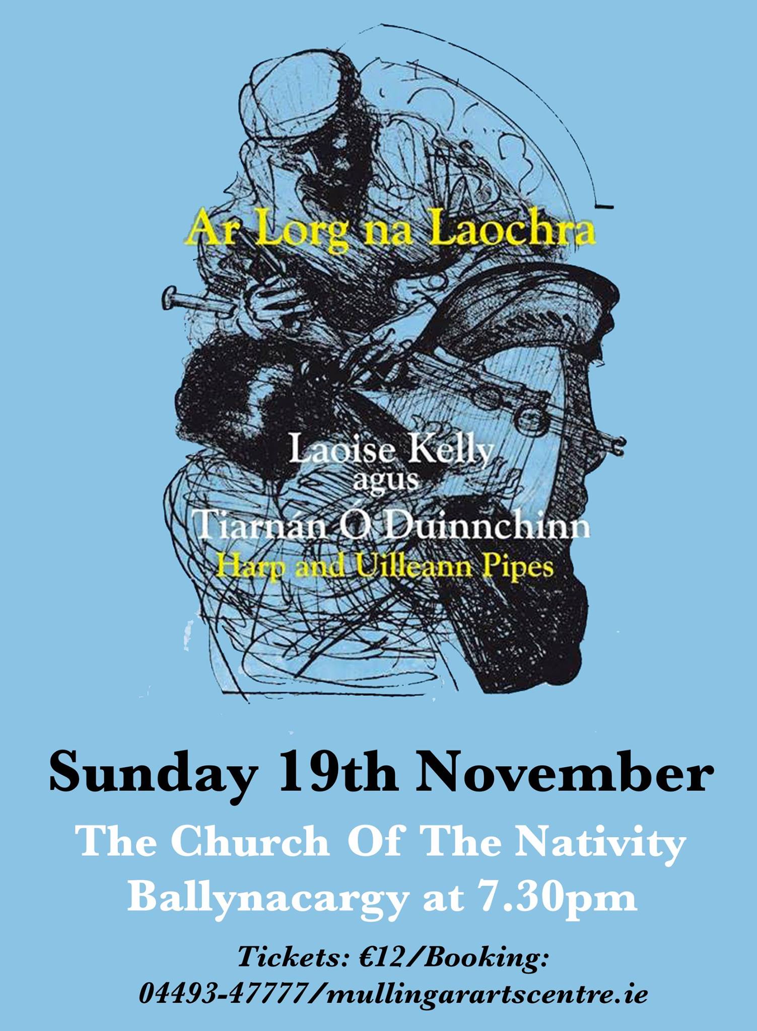 Harp & Uilleann Pipes Duo to play Ballynacargy TOMORROW night at 