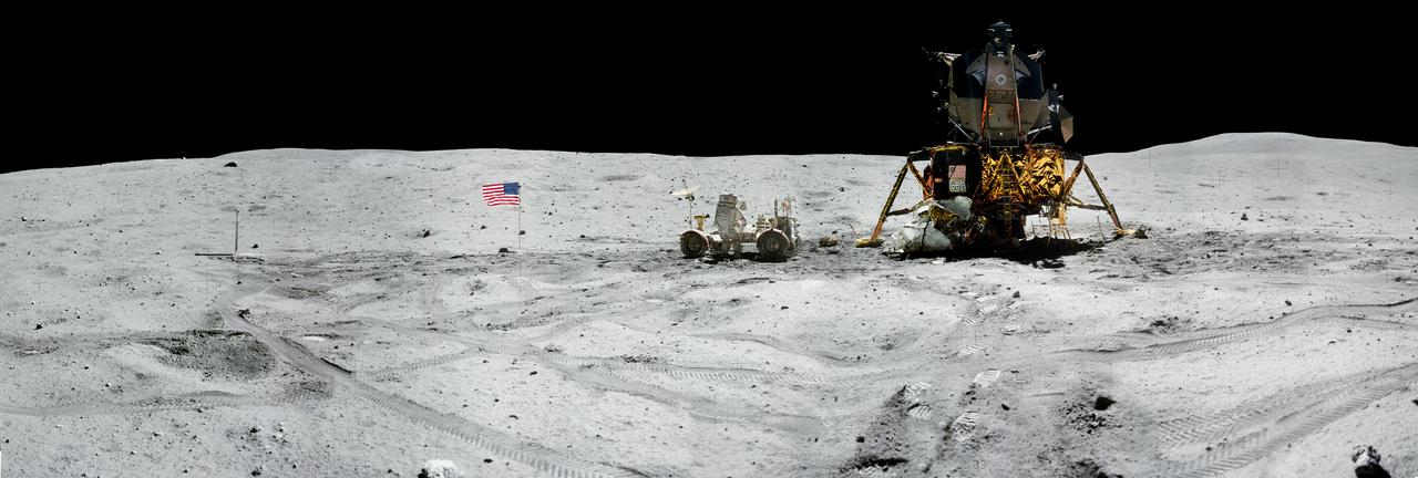 Interstellar - Panorama view of Apollo 16 commander Astronaut John W ...
