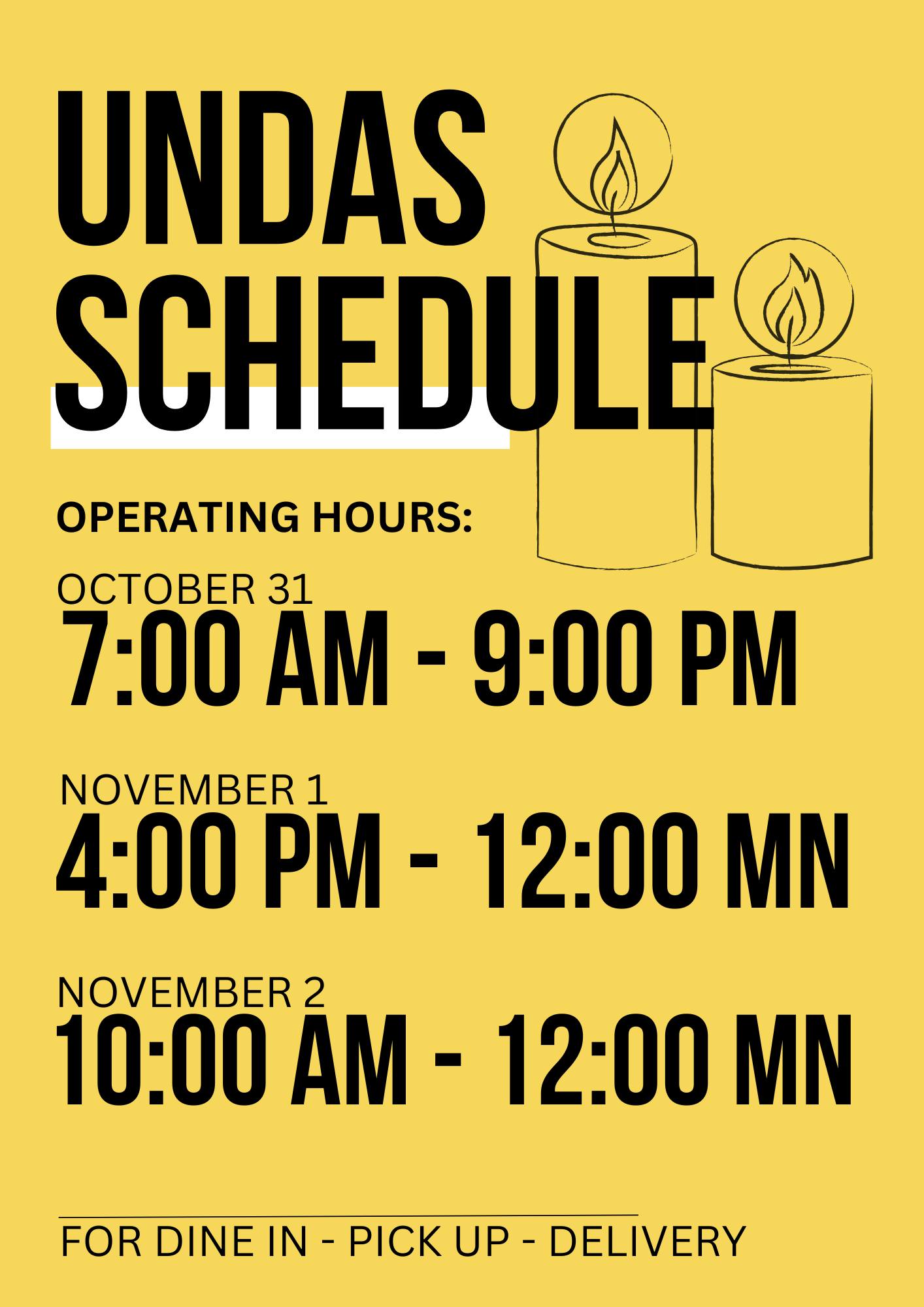 Brew93 - 🕯️ UNDAS SCHEDULE NOTICE 🕯️ Please take note of our special ...
