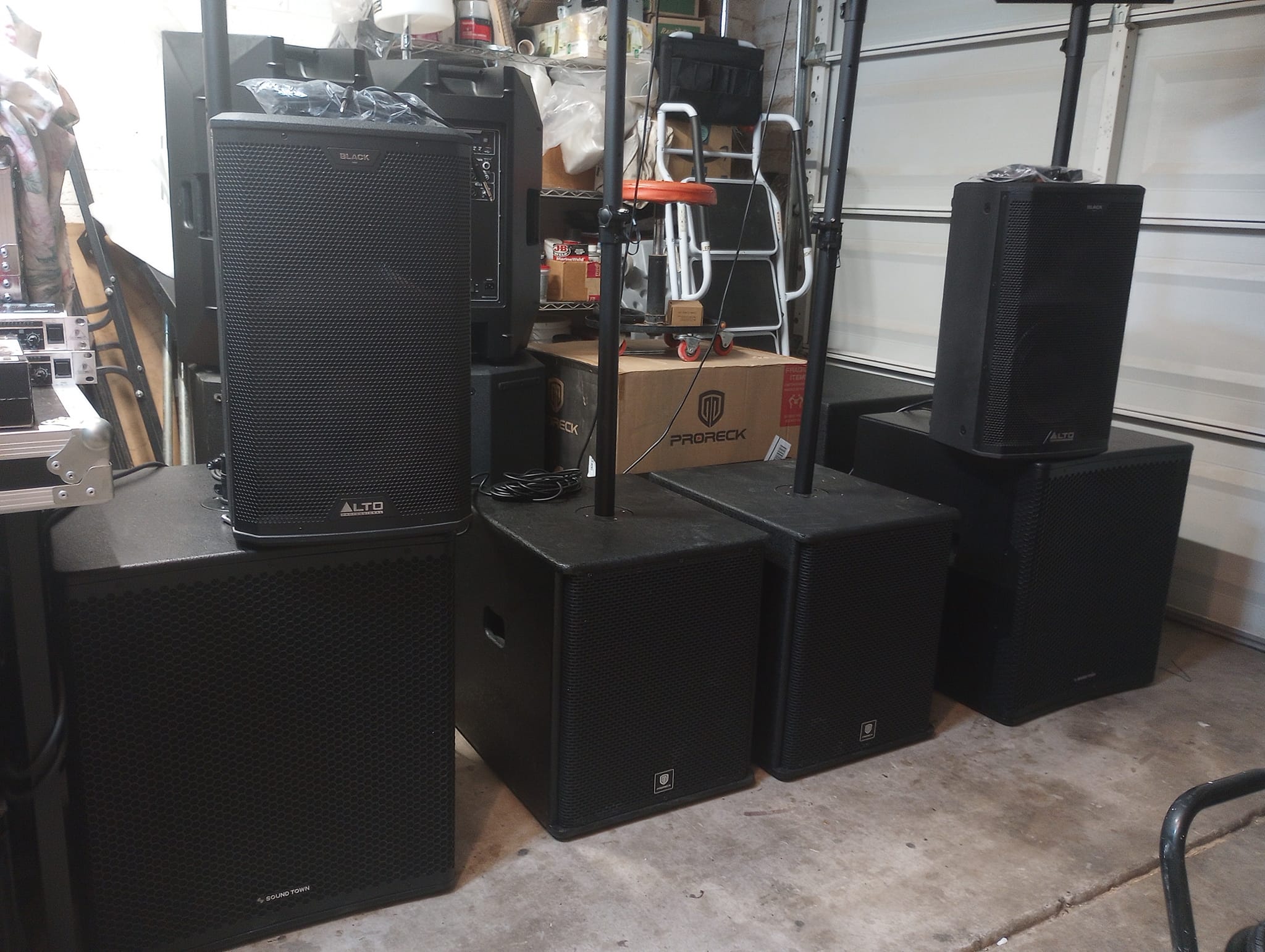PRORECK Club 8000 18-inch 8000W P.M.P.O Stereo DJ/Powered PA Speaker System Combo Set 6 Line Array Speakers and Two 18 inch Subwoofers with Bluetooth/USB Drive Read/SD Card/Remote Control
