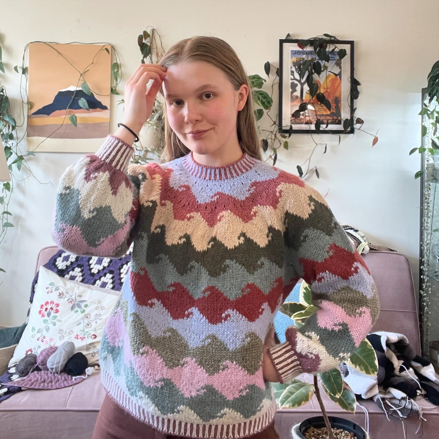 How many of you have knitted The Wave Sweater like me? It