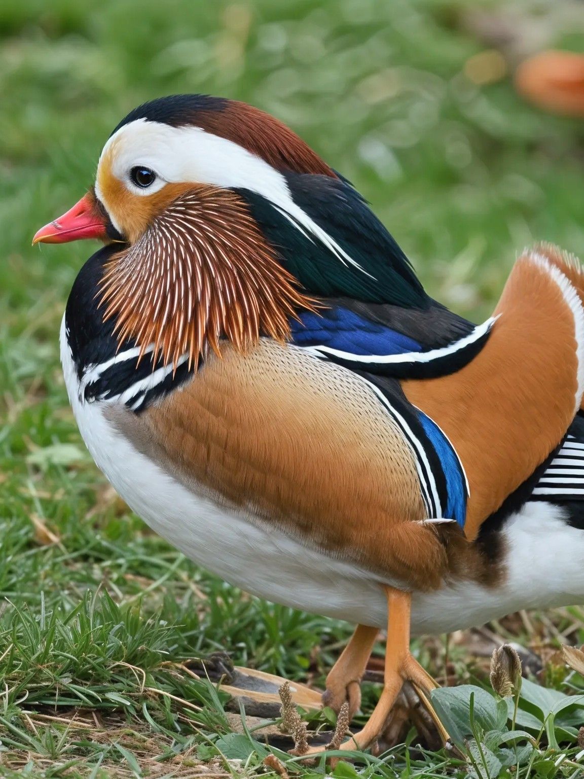 Mandarin Ducks (鸳鸯, Aix galericulata). Male is very ornate with