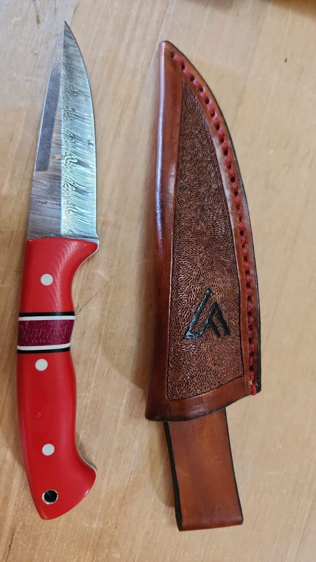 Pauza handmade 'Cherokee Dusk' knife with Cherokee Rose Damascus blade
