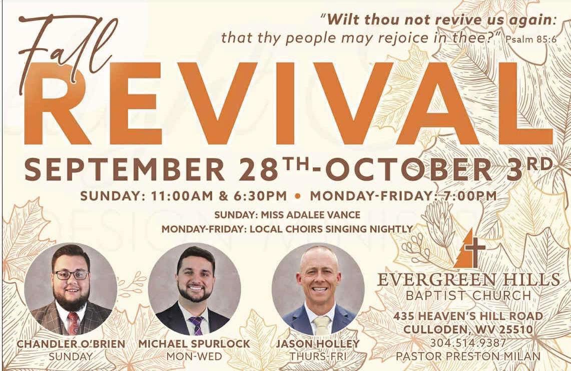 Evergreen... - Evergreen Hills Baptist Church Culloden, WV