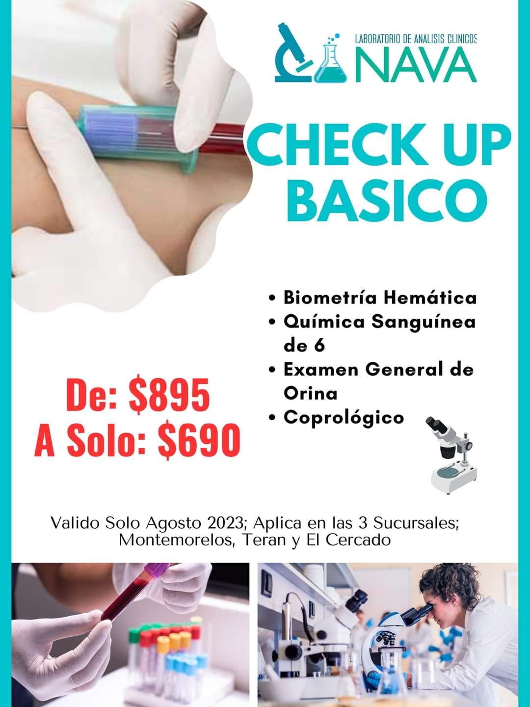 Cuida tu salud😊🙌 CHECK UP BASICO🧪... - Laboratorios NAVA