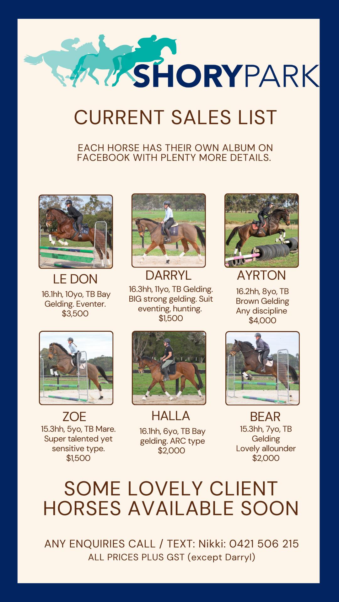 Shory - SHORY PARK AUGUST SALES LIST 🦄 Up to date 16th August, 2025 WE ...