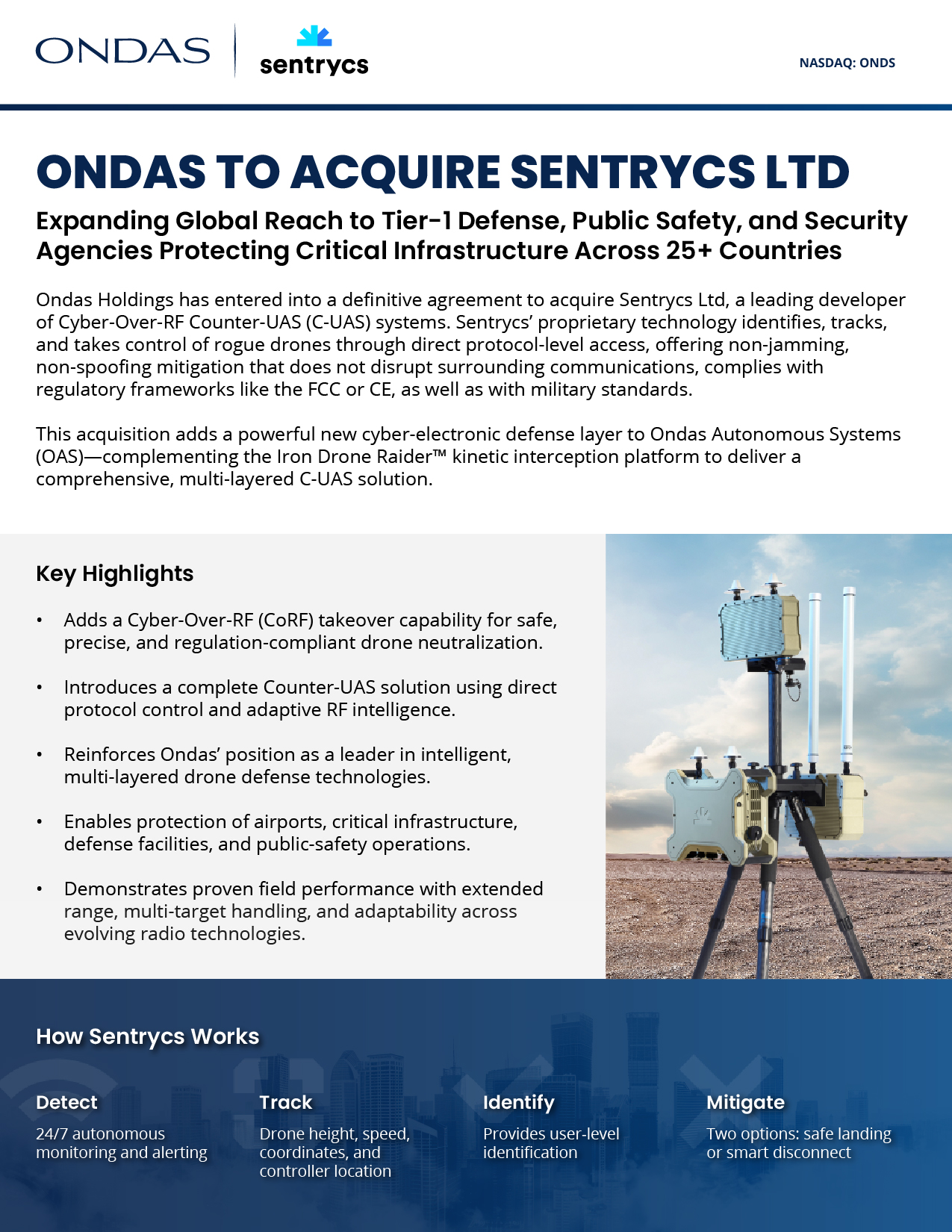Ondas #ONDS 收購 Sentrycs... - 大叔美股筆記 Uncle Investment Note | Facebook