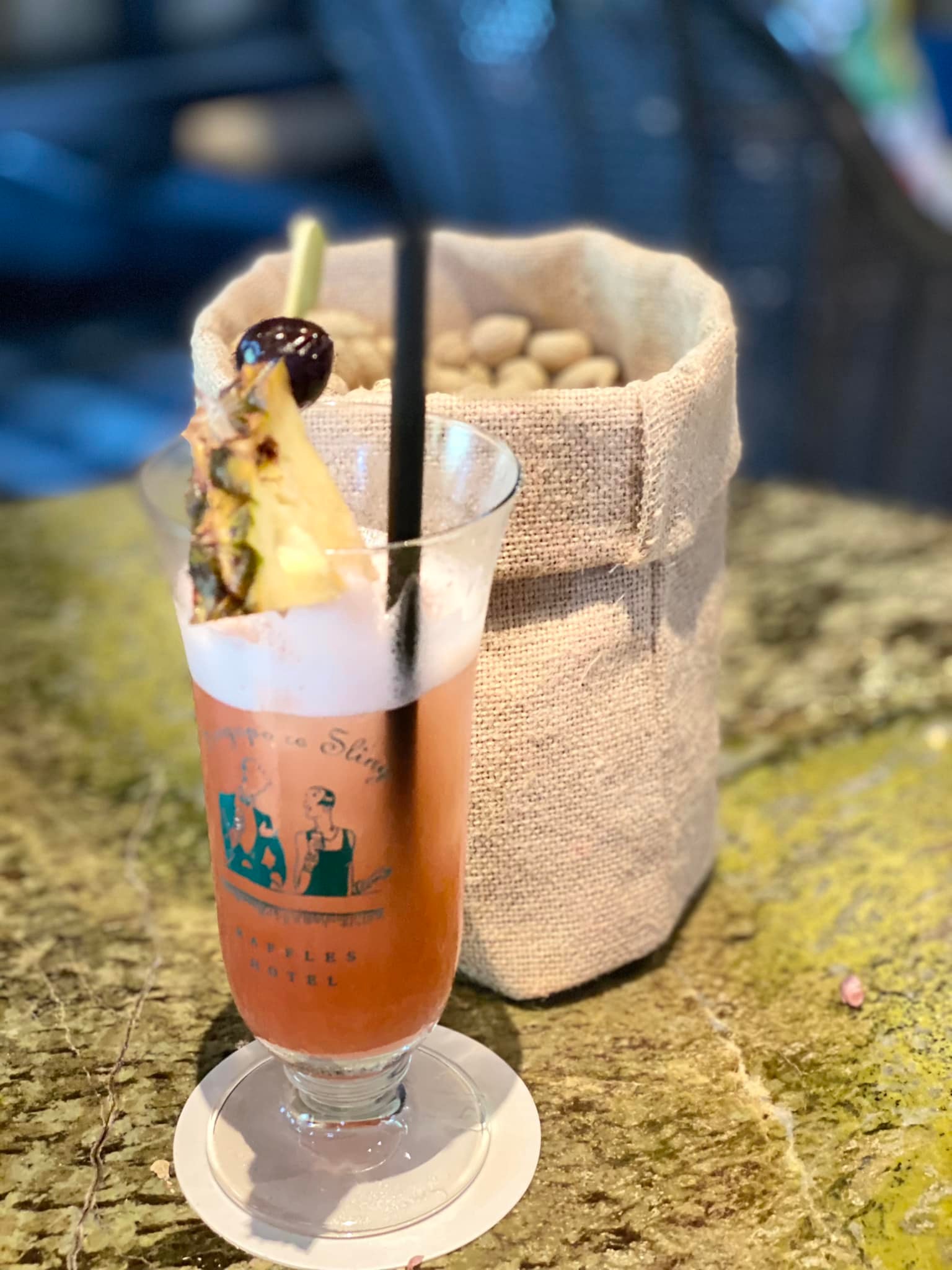 Hello! Cheers, Singapore Sling at Long Bar Raffles Hotel