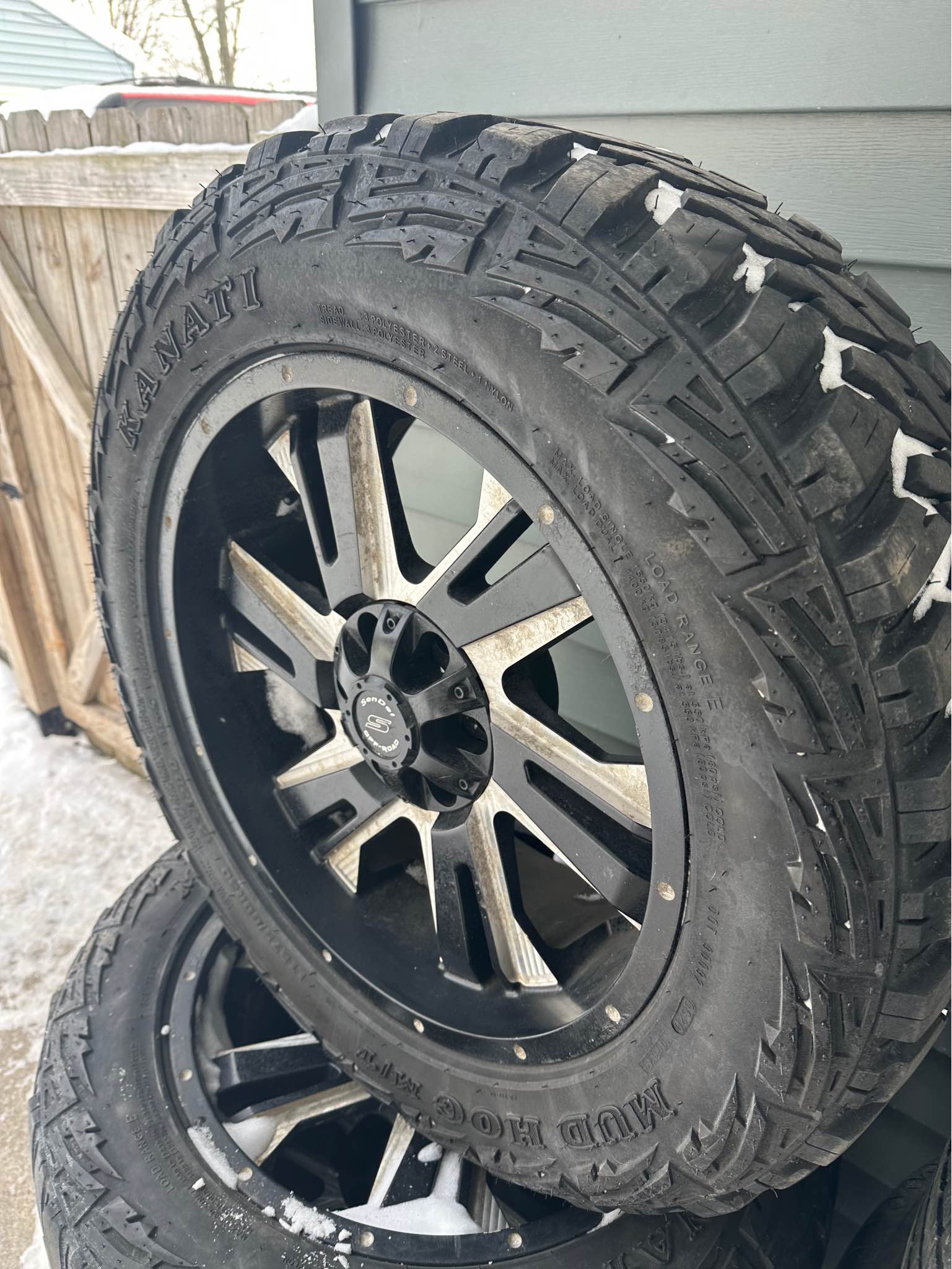 Sendel 20 inch Rims 6x5.5 lug pattern with Kanati Mudhog 275/65/20 ...