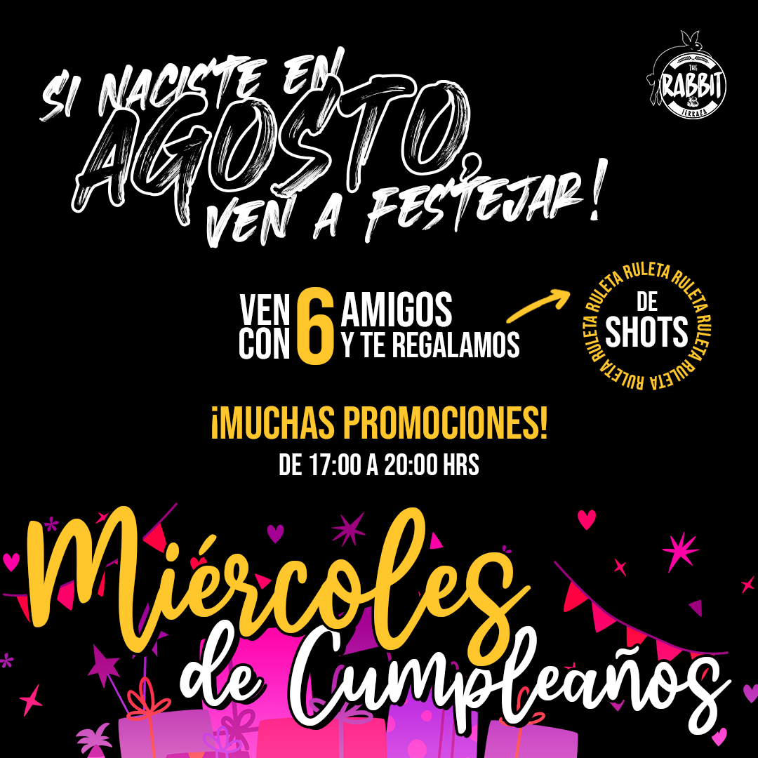 🎂🥂¡ PROMOCIÓN DE CUMPLEAÑERO! 🥂🎂 🐰... - The Rabbit Terraza