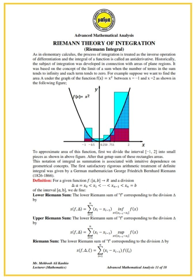 Mathematical - Advanced Mathematical Analysis RIEMANN THEORY OF ...