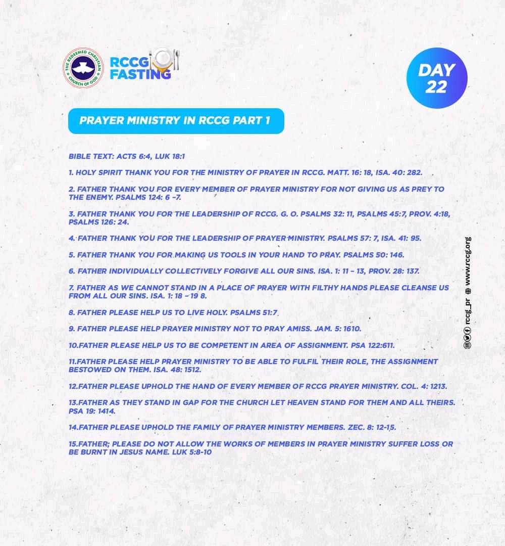 RCCG - DAY 22 – Tues, Feb 1st, 2022 PRAYER MINISTRY IN RCCG PART 1 ...