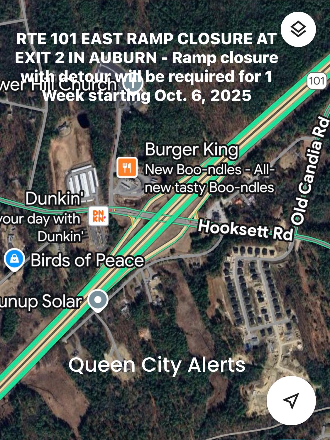 Queen - RTE 101 EAST RAMP CLOSURE AT EXIT 2 IN AUBURN - Ramp closure ...