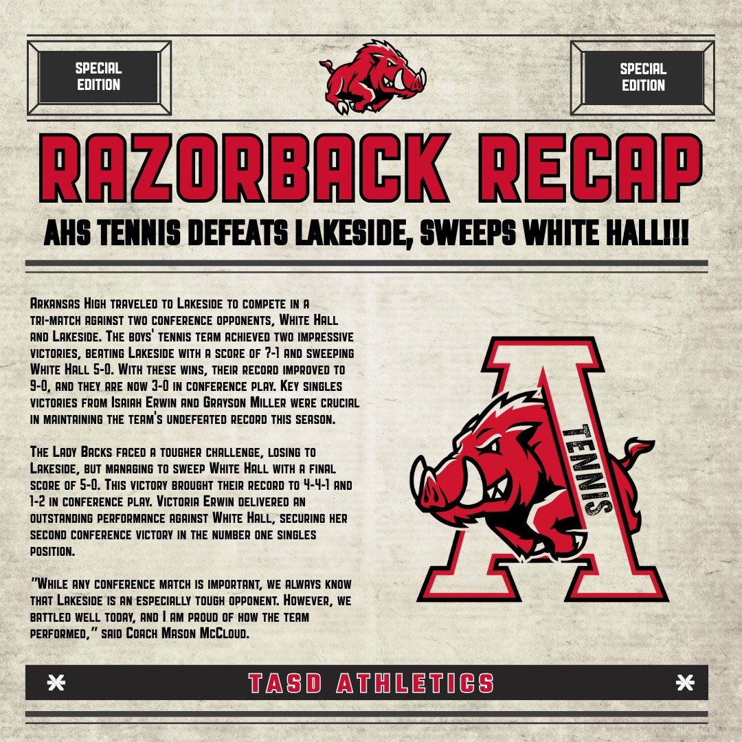 TASD Athletics - The AHS Tennis team continues its streak!... | Facebook