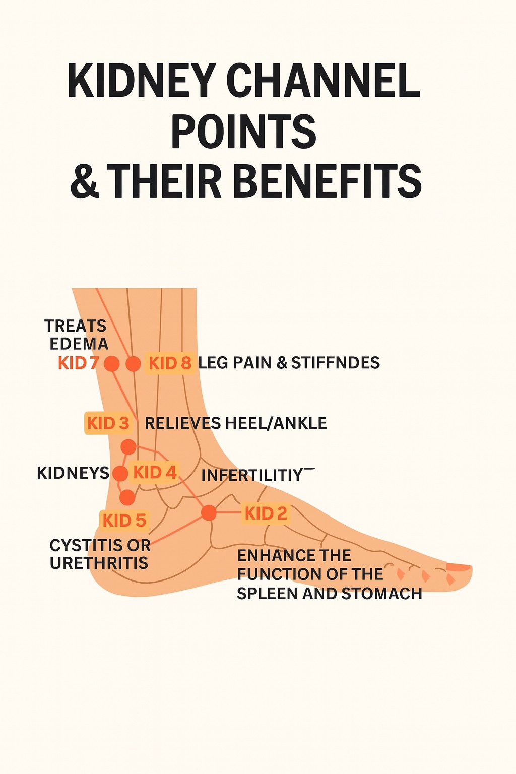 Exercise - Kidney Channel Points & Their Benefits🦶💦 Along the inner ...