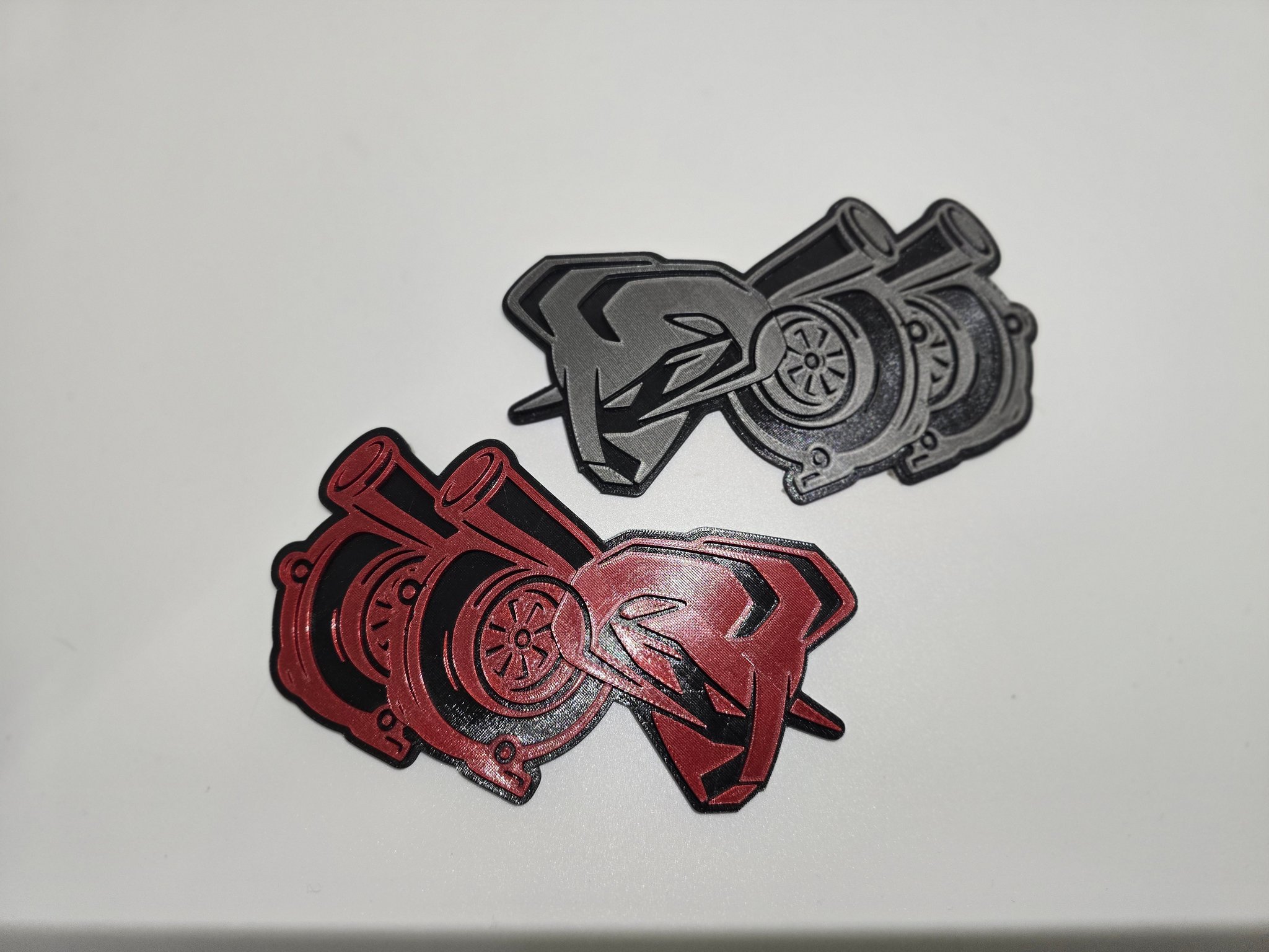 SICKSPEED Chrome/Blue Metal Twin Turbo Emblem Badge – For Hood Or Trunk