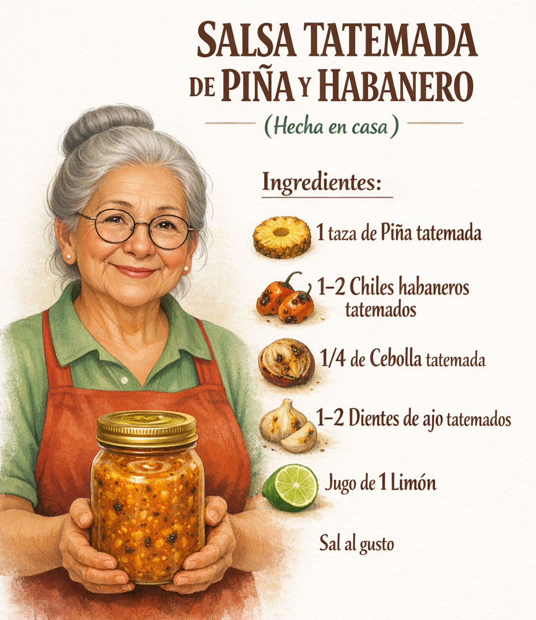 Recetas - SALSA TATEMADA DE PIÑA Y HABANERO 😋 Ingredientes: 1 taza de ...