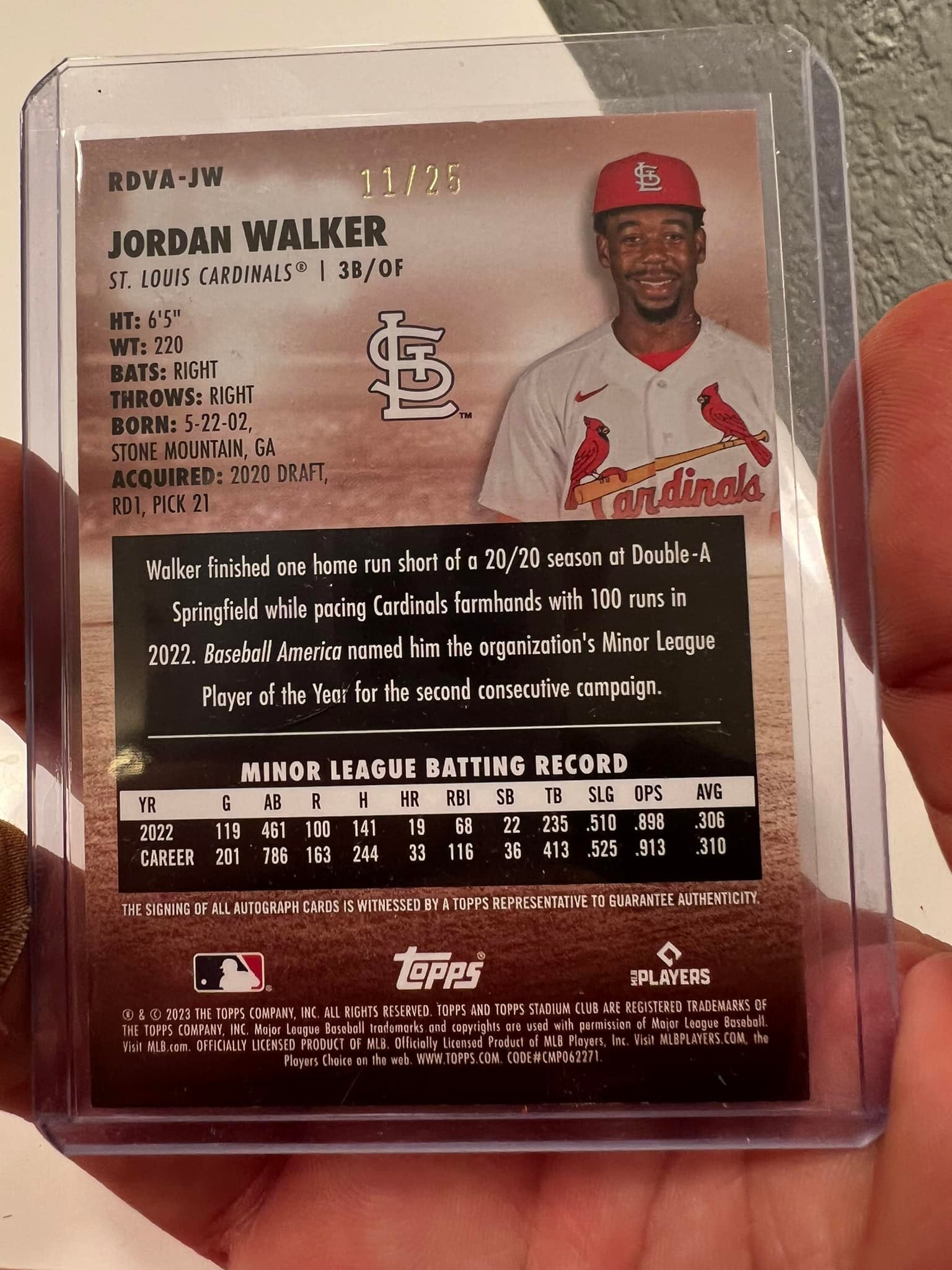 Rare 2023 Topps Stadium Club Jordan Walker Rookie Auto Card Pull