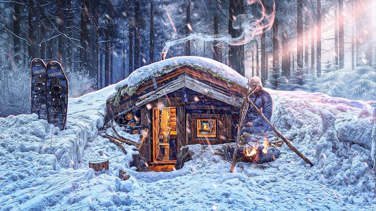 Rak - Hiding from SNOWFALL in a HOUSE UNDERGROUND, Dugout Shelter ...