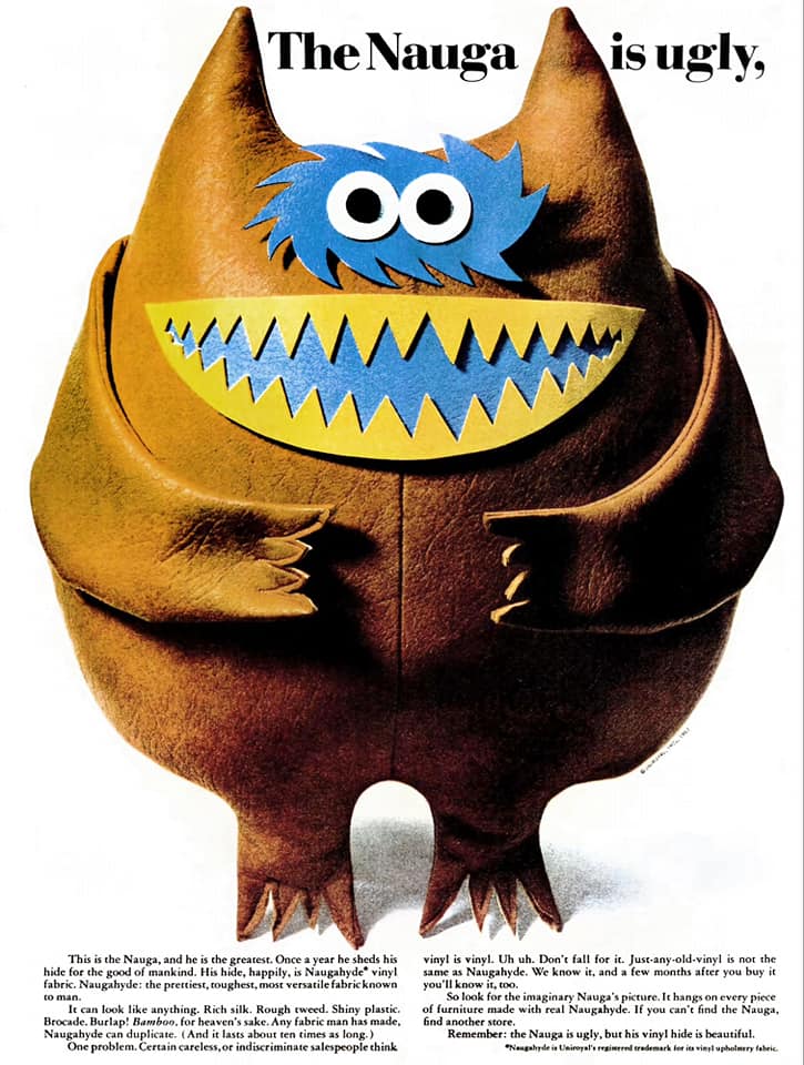What are the unique features of a Nauga Monster from the 1960s?