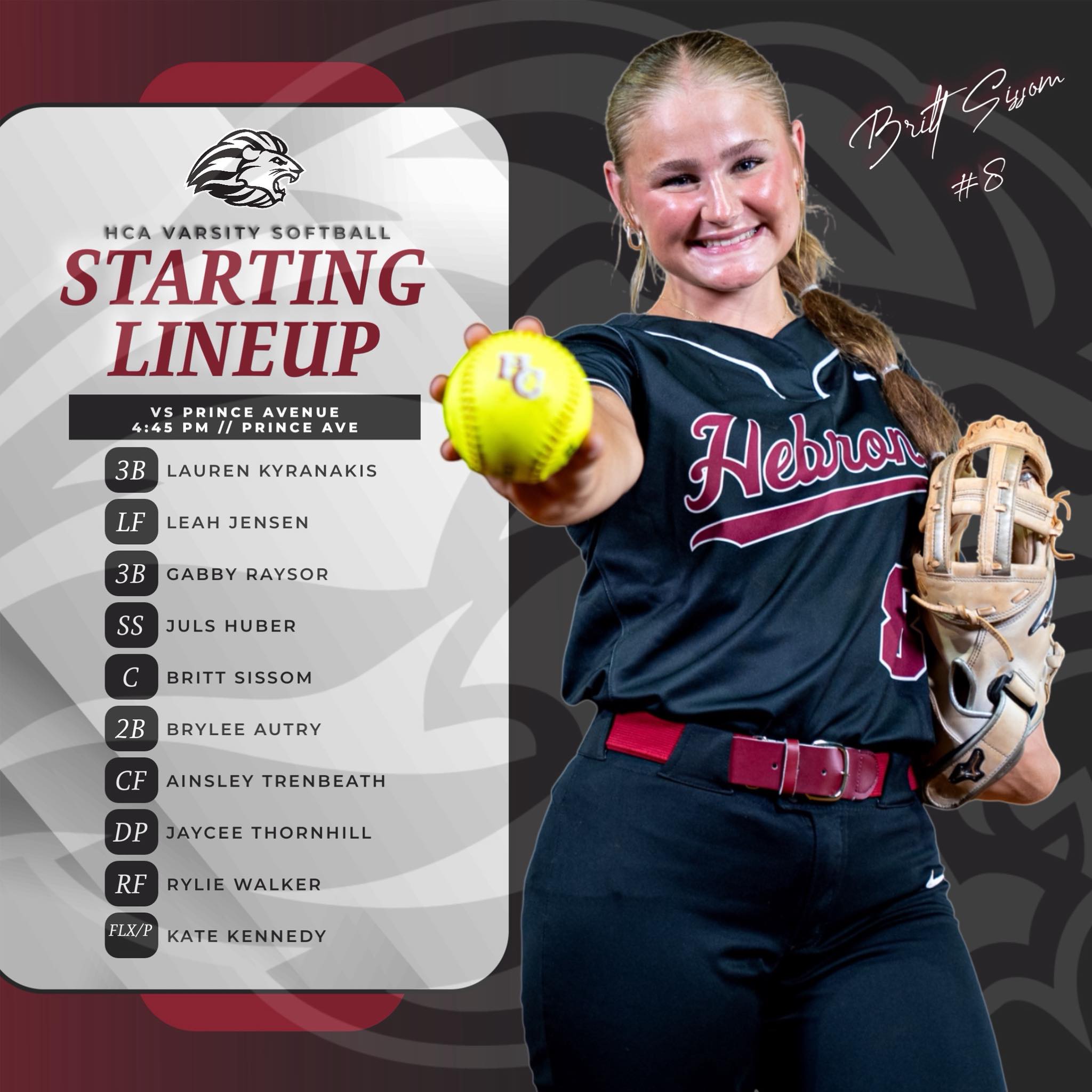Starters for Tonight! ... - Hebron Christian Softball | Facebook
