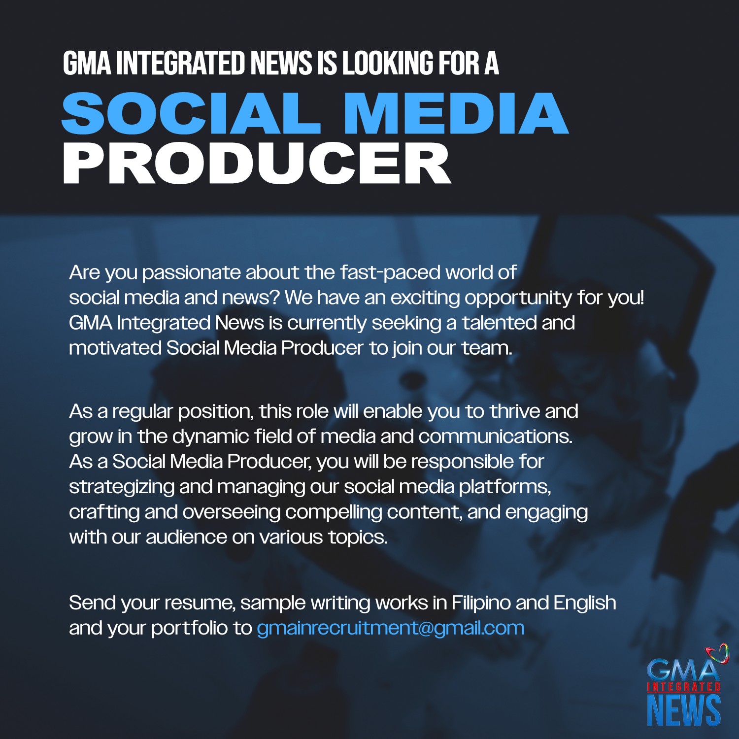 GMA - LF: SOCIAL MEDIA PRODUCER 🔊 We're looking for people with a knack ...