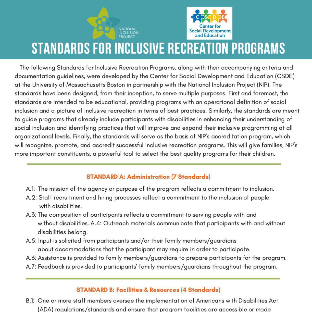 The Standards for Inclusive... - National Inclusion Project | Facebook