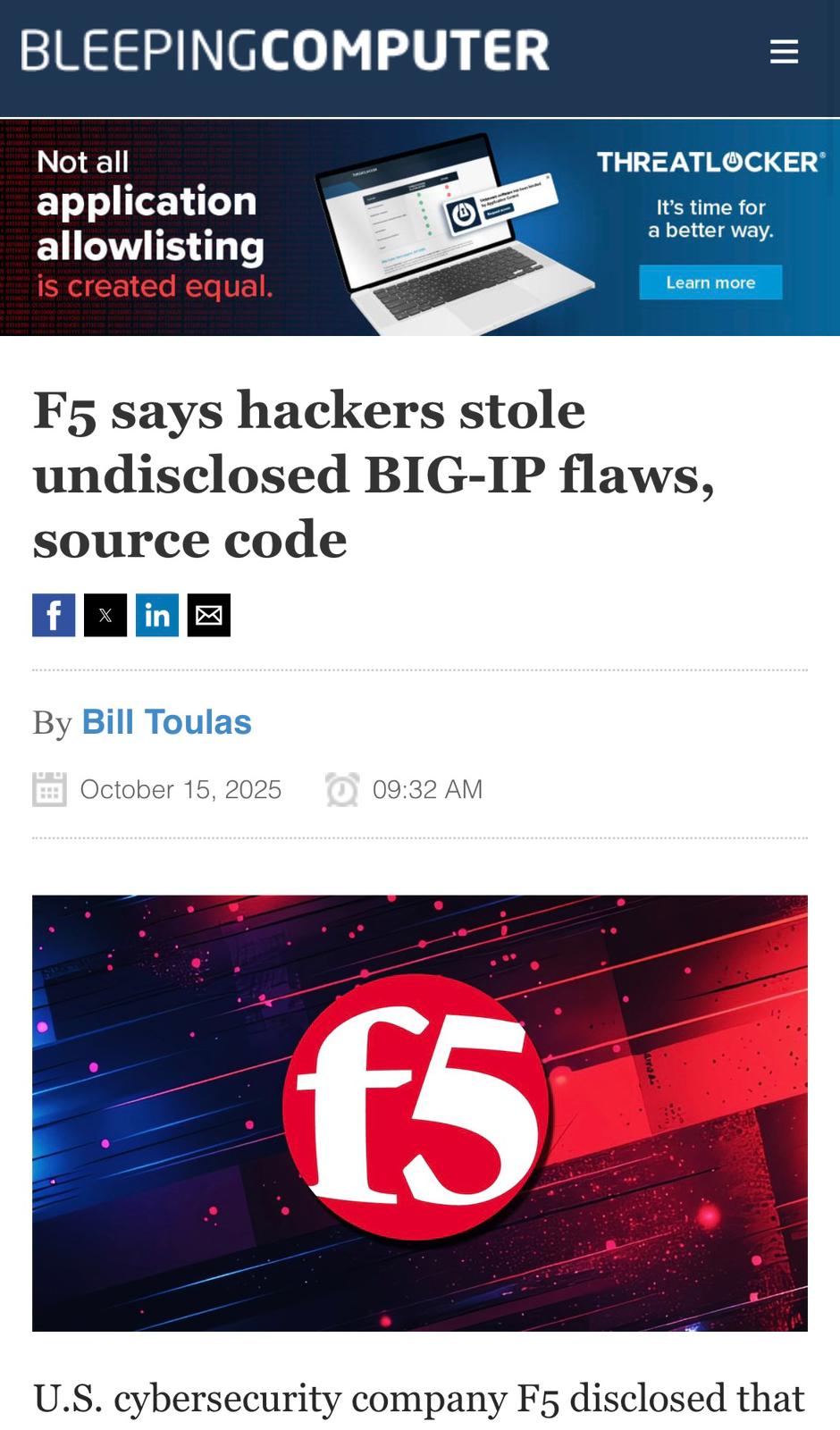 Cyber Burma - 📣Breaking > F5 is hacked !!! F5 Product... | Facebook